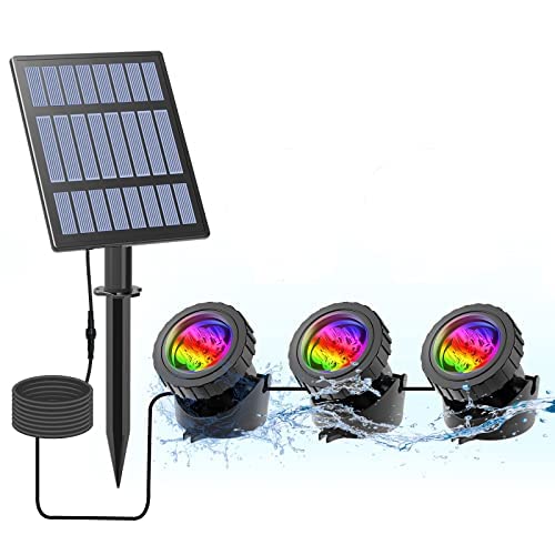 Lumières étanges à énergie solaire, lumières submersibles IP68 imperméables(Ensemble de 3 lumières) Cover