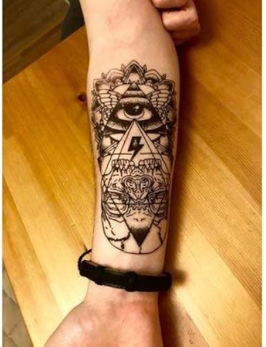 Amazon タトゥーシール リアル 本物 防水 フリーメイソン 神の目 プロビデンスの目 都市伝説 入れ墨 刺青 モノクロ 白黒 デカール オマケ付 並行輸入品 タトゥーシール 通販