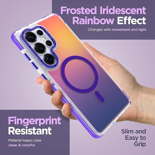 Image of Magnetic Case for Samsung Galaxy S26 Ultra [Compatible with Magsafe] [Cute Fashion Fluorescent Design] [1 Screen Protector] Slim Translucent Matte Case for Galaxy S26 Ultra 6.9 inch, Purple