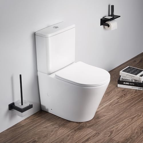 Milano Elements Chalk Round Close Coupled Toilet WC Soft Close Seat