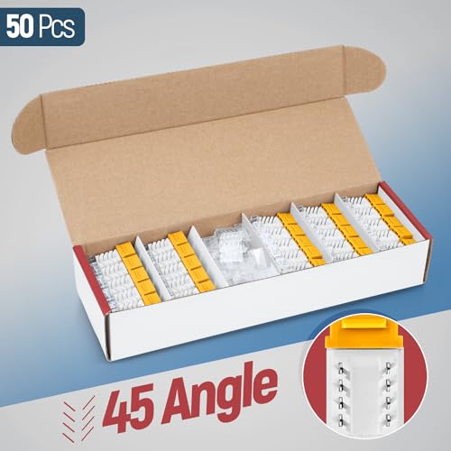 Image of Everest 45 Degree RJ45 Cat6 Keystone Jacks Slim Profile 50-Pack Yellow | Compatible with 45 Angled Speed Termination Tool - 45Term (B0BL3GS7ZY)