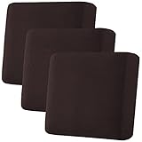 H.VERSAILTEX Super Stretch Individual Seat Cushion Covers - Sofa & Couch Cushion Slipcover Sets - Thick Jacquard Textured Twill Fabric (3 Piece XL, Chocolate)