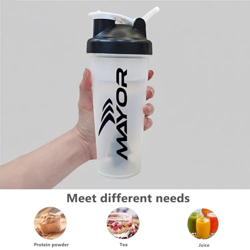 Image of Mayor 700ml Gym Protein Shaker Bottle with Mixing Ball | BPA Free & Leak Proof (White)