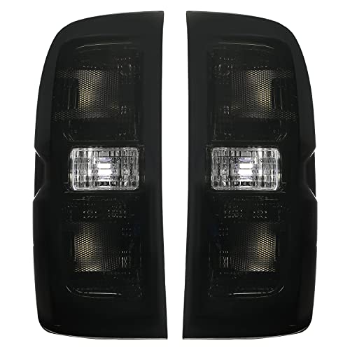 ALMULOO Tail Lights Compatible with 2014-2018 Chevy Chevrolet Silverado 1500 2500HD 3500 HD GMC Sierra 3500 HD Dually Model LH&RH Lamp w/o Bulbs Taillights Black Housing Smoke Lens by ALMULOO - Used condition - Image 6