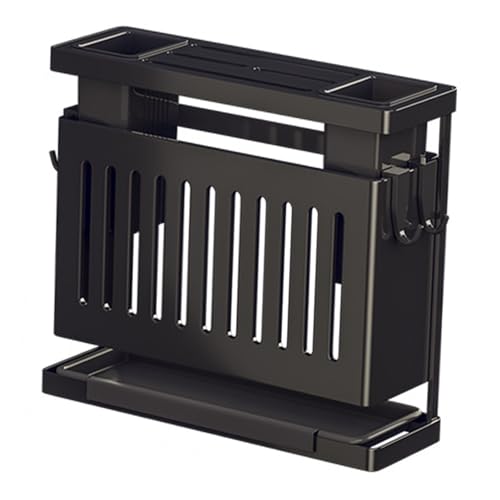 DriKou Kitchen knife and chopstick rack, wall mounted multifunctional tableware knife rack storage rack with drain tray for quick drainage, keep clean, for kitchen storage (black)