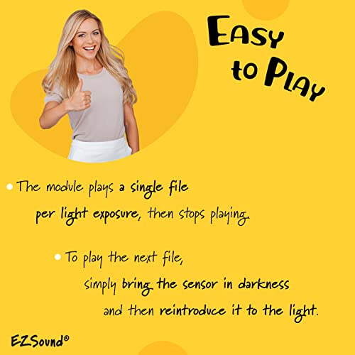 EZSound MultiPlay Light Activated Recordable Sound Chip | Records and Plays Multiple Songs and Messages | Create Recordable Custom Music Box | Light MP3 Music Sensor for Crafts, Hobbies, and Keepsakes