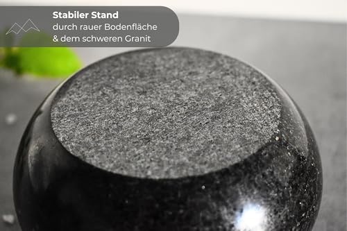 Foto von BERGART Mörser mit Stößel aus hochwertigem Granit – Edler Mörser mit extra rauer Innenseite & langem Stößel - Langlebiger Mörser ideal für Kräuter, Gewürze, Pasta & Pesto