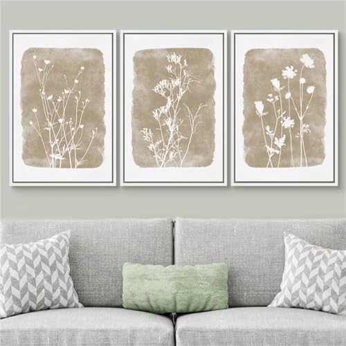 Pósteres Abstractos de Flores Silvestres en Lienzo de Arte Minimalista para Salón y Despacho