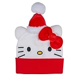 Hello Kitty Christmas Cuff 3D Beanie, Jacquard Knit with Embroidered Appliques, White
