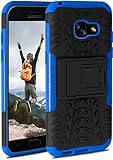 ONEFLOW Tank Case kompatibel mit Samsung Galaxy A3 (2017) - Hülle Outdoor stoßfest, Handyhülle mit Ständer, Kamera- und Bildschirmschutz, Handy Hardcase Panzerhülle, Horizon - Blau