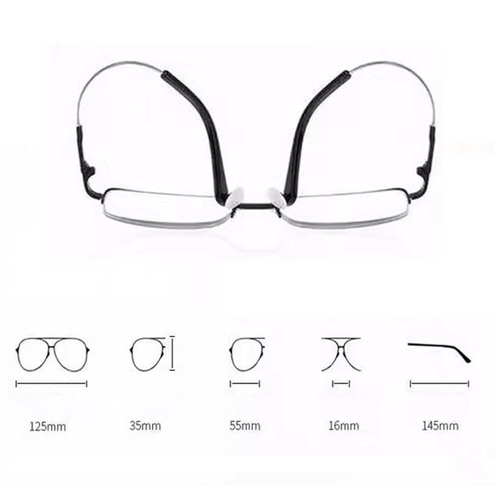 Gafas de Lectura Multifocales Progresivo HD Gafas de computadora Rectangulares Anti-Luz Azul Gafas Flexible Metal Medio Marco(Size:+3.5)