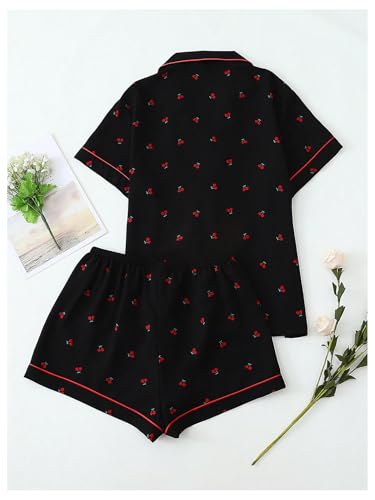 Image of Verdusa Pajamas For Women Set 2 Piece Summer Pajama Sets Cute Pjs Lounge Matching Button Shirt with Shorts