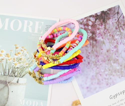 Arzasgo AR-CHARMBRACELET-12HEARTS-G 12 Pcs Friendship Bracelets Colorful Beaded Bracelet Set thumb #4