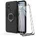 Produktbild TANYO Hülle + Displayschutz [2 Stück] für OnePlus Nord N10 5G, TPU/PC Hybrid Stoßfest Armor Bumper Handyhülle [360° Kickstand] mit Panzerglas Schutzfolie, Schwarz