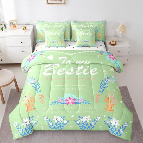 Erosebridal 7-Piece Grass Green Floral Comforter Set