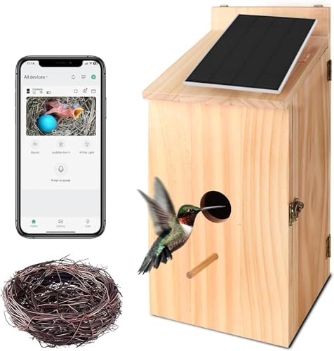 Smart Bird House with Camera Solar Powered, 1080p HD Wireless Outdoor Bird House with Auto Capture Bird Video & Motion Detection, Night Vision, A Bird Box for Wild Birds