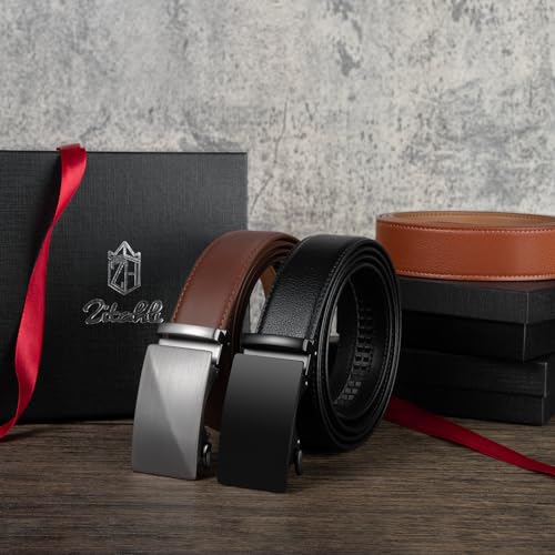 Image of Zitahli Leather Ratchet Belt for Men - 2 Pack Mens belt,Customizable Fit | Everyday Men Dress Pants Belt,Casual Occasion,Classic Style,Gifts for Men on Birthday,Anniversary,Father's Day,and Christmas