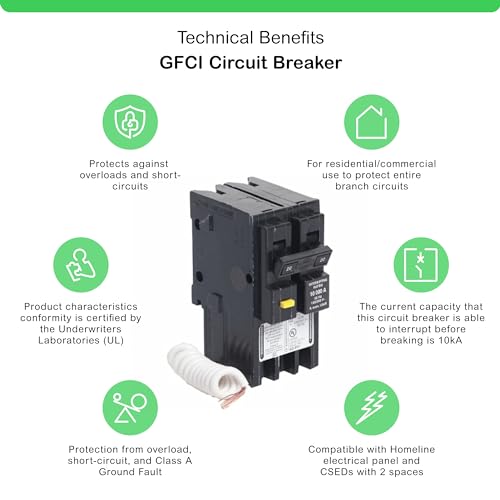 Schneider Electric Square D HOM220GFIC Homeline 20 Amp Two-Pole GFCI Circuit Breaker,