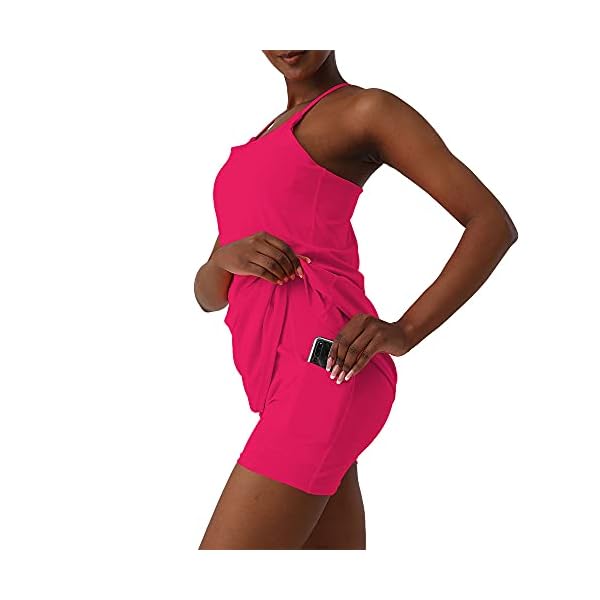 MCEDAR Exercise Tennis Dress for Women Athletic Golf Dress Built-in Bra with Shorts Pockets Workout Active Sportswear Pink/0