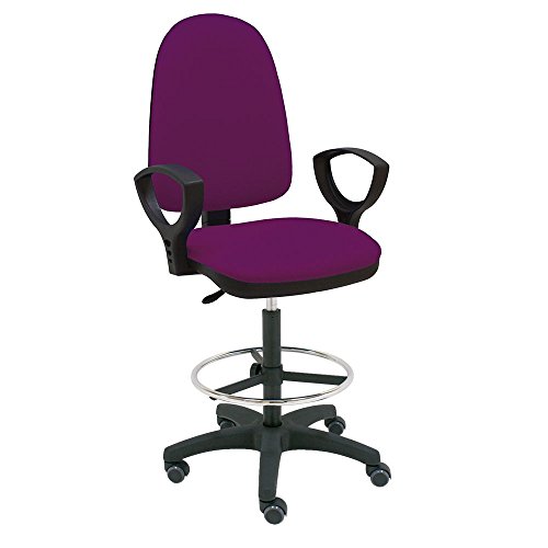Centrosilla Taburete Giratorio Oficina ergonómico Torino, con reposabrazos, Respaldo Regulable en Altura y Profundidad, aro reposapiés Cromado Regulable, con Ruedas de parquet - (Morado) Cover