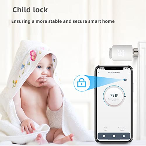 Chauffage de température connecté avec la tête de valve de radiateur Zigbee programmable blanc - 6