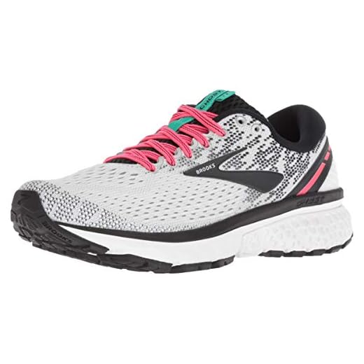 Brooks Womens Ghost 11 Running Shoe - White/Pink/Black - B - 6.0