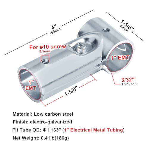 Fanmao 8 Sets T Pipe Clamp Connector Tee Clamp for 1\" EMT Structural Pipe Fitting, 3/32\" Thick - Thumbnail 2