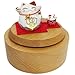 Briskfeel Rotating Lucky Cat Music Box | Ceramic Maneki Neko Figurine on Wooden Base Musical Box | Feng Shui Wealth & Prosperity Decoration | Desk Decor Good Fortune Gift (Lucky Cat)