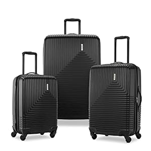 American Tourister Groove Hardside Luggage with Spinner Wheels, Black, 3-Piece Set (Carry On, Medium, Large)
