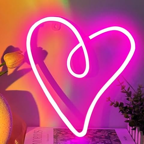 YIVIYAR Pink Heart Neon Light Sign Cover
