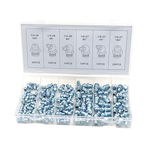 Image of Imperial 110PCS Grease Nipple Set SAE1 /4 inch And PTF 1 /8 inch Straight 45 90 Bent 110pcs Carbon Steel Blue Zinc Plated Hydraulic Grease Zerk Fitting Assortment for Lubrication