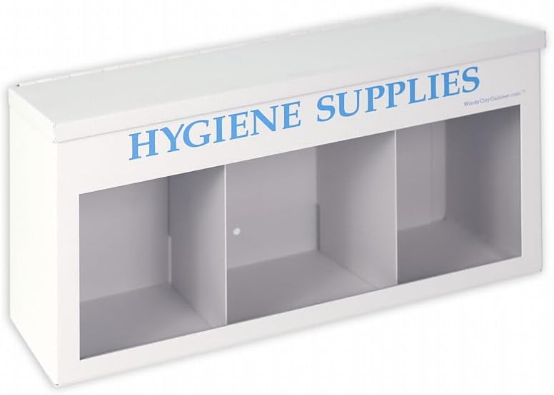 Wall-Mounted Hygiene Supplies Cabinet - Steel Construction, Adjustable Divider, Easy-Access Top, White Powder-Coated Finish, Made in USA - Feminine Hygiene Storage for Schools, Offices & Restrooms