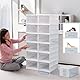 Wuciray 12 Schuhboxen Transparent Faltbar Shoe Box Schuhkarton Sneaker Regal Schuh Aufbewahrung Organisierer Ordnungssystem