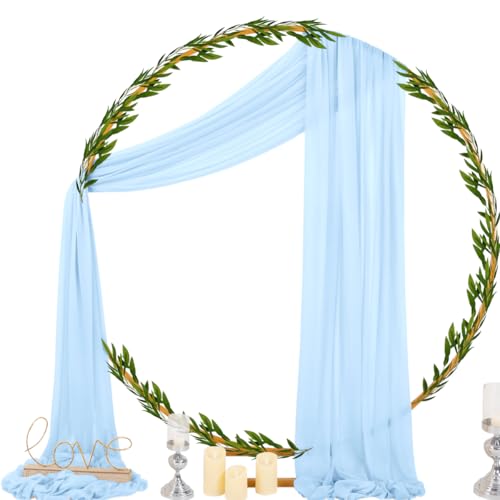 Image of Socomi Blue Sheer Wedding Arch Draping Fabric 29 inch x 20Ft 4 Panels Outdoor Curtain Drapes Extra Long for Bridal Baby Shower Ceremony Birthday Party Decor