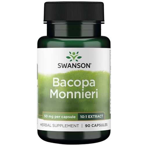 Swanson, Bacopa Monnieri Extract, 90 glutenfreie Kapseln, 50mg Bacopa Monnieri-Extrakt je Dosis, Sojafrei, GMO frei, Geschmacksneutral