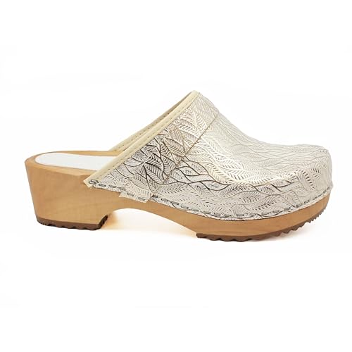 Image of Bjork Maja Wood Open Back Leather Clogs