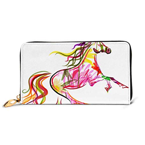 Preisvergleich Produktbild JHGFG Mode Handtasche Reißverschluss Brieftasche Pferdeskizze Bunt Ihr Design Symbol Telefon Kupplung Geldbörse Abendkupplung Blockieren Leder Brieftasche Multi Card Organiz