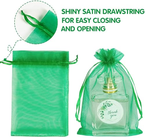 Image of Dealglad 50pcs Drawstring Organza Jewelry Candy Pouch Christmas Wedding Party Favor Gift Bags (5x7, Green)