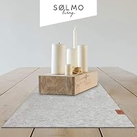 sølmo I Design Tischläufer Grau aus Filz I 100x30 cm Tischband I Skandinavischer Filzläufer Tisch Abwaschbar mit Leder Label - Tischläufer Winter – Ansicht 2