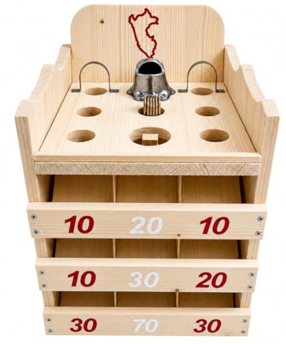Genérico Juego de la Rana – Jeu de la Grenouille   Versión clásica de Madera y Metal – Sapo Colombiano con 6 paletas Originales   Apto para Interior y Exterior (Versión Perú) 32 x 32 x 47 cm