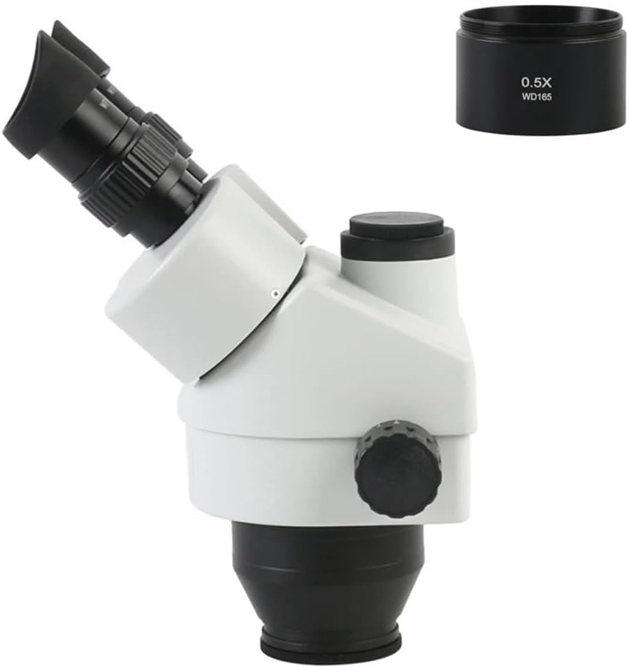 Lab Microscope Replacement Parts 3.5X-45X(0.5X) White/Black Simul-Focus Parfocal Trinocular Stereo Microscope Head WF10X Eyepiece Diopter Observation Amplification Display