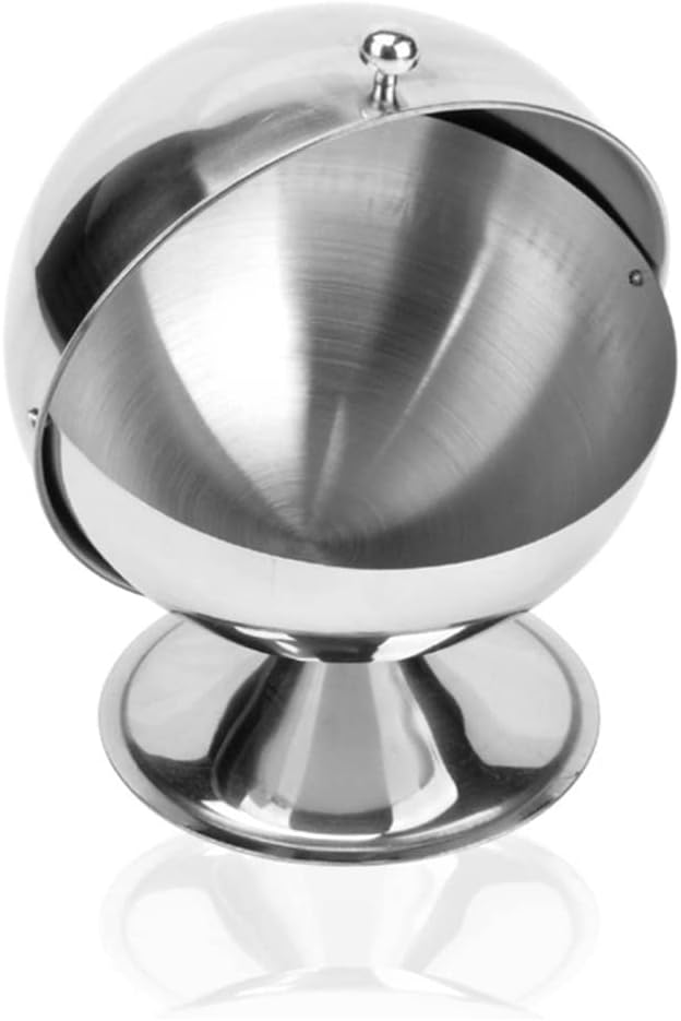 DOITOOL Stainless Steel Sugar Bowl with Lid Spherical Candy Jar and Seasoning Bottle for Home Kitchen Dining Table 5.51X5.51X6.29 Inch Modern Serving Container