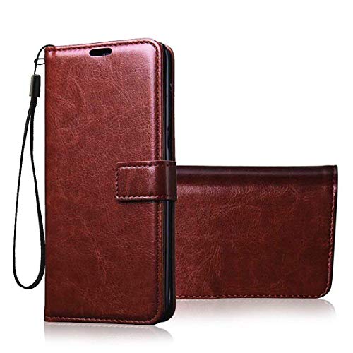 Image of Amazon Brand - Solimo Flip Leather Mobile Cover (Soft & Flexible Back case) for Realme C3 / Narzo 20A (Brown)