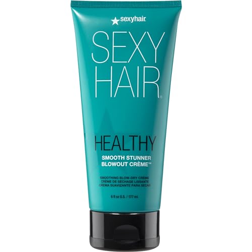 SexyHair Healthy Smooth Stunner Blowout Crème, 6 oz | Nourishes Dry Hair | Provides Added Moisture | Sealing Hair Cuticle