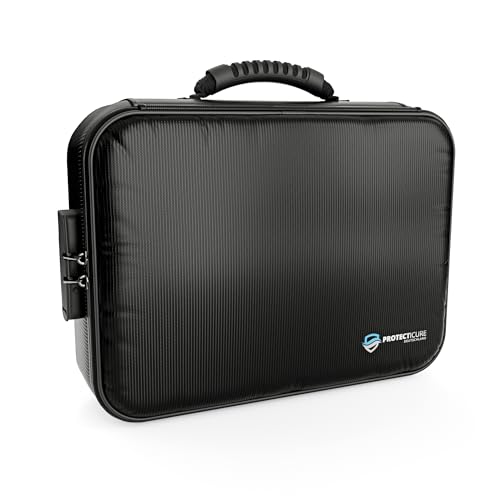 Hochwertiger Feuerfester Dokumentenkoffer - Original Protecticure Dokumententasche Feuerfest & Wasserdicht - Wichtige Dokumente vor Wohnungsbrand + Hochwasser schützen - 45 Staumöglichkeiten