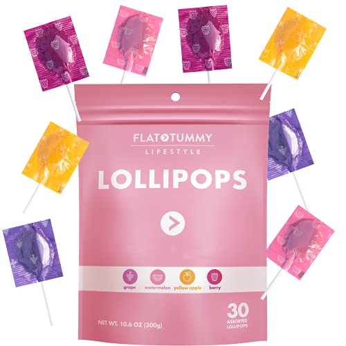 Flat Tummy Lollipops, Pack of 30 – Crush Cravings and Avoid Unwanted Calories - Apple, Grape, Watermelon & Berry – Delicious Low Calorie Diet Candy – Clinically Proven Ingredient