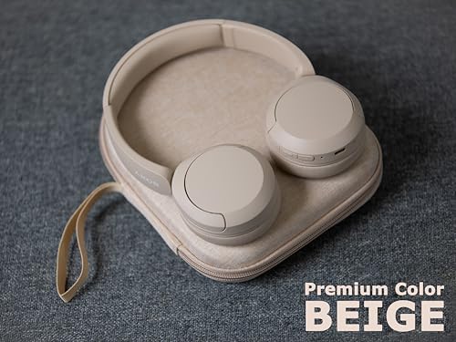 Image of Ginsco Case Compatible with JBL Tune 510BT /520BT /500BT /Junior 320, with Sony WH-CH520 /510, Ultra-Slim Hard Shell Headphone Case for On Ear Headphones (Beige)