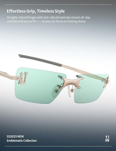 TIJN Rimless Rectangle Sunglasses Women, Retro Y2K Frameless UV400 Eyewear - image 6