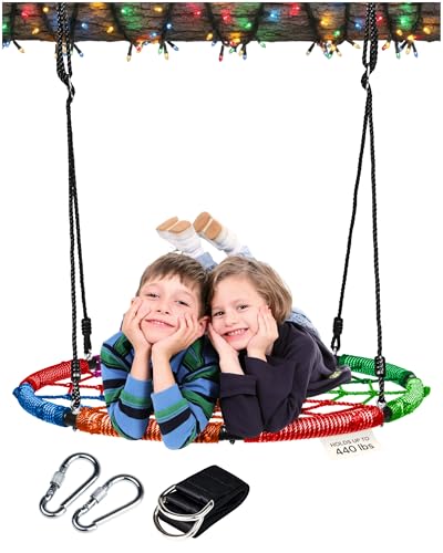 PLAYVIBE Spider Web Tree Swing Gift - 40 in Multicolor
