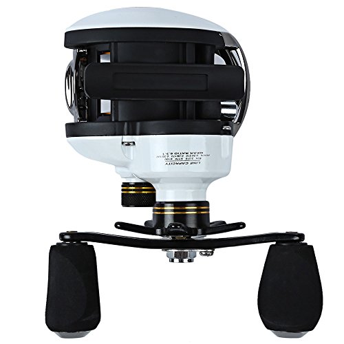 Angelrolle für Baitcast, Linkshänder, Fischspinnrad, Fluss, Ozean, Boot, Getriebe 6,3:1, 11BB, magnetische Bremse (weiß) Cover